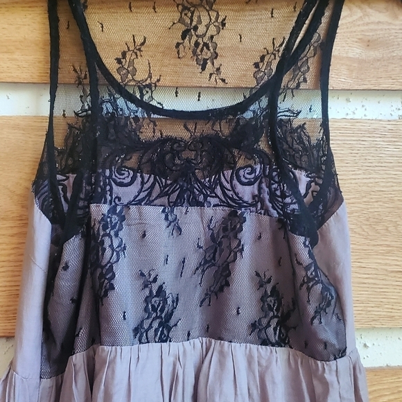 Miss Me Sequined Lace Peplum Silk Blend Sz. L Baby Doll Tank Blouse Camisole Top - Picture 5 of 11